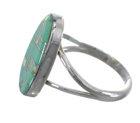 Opal And Turquoise Inlay Silver Southwest Ring Size 5-3/4 RX57613